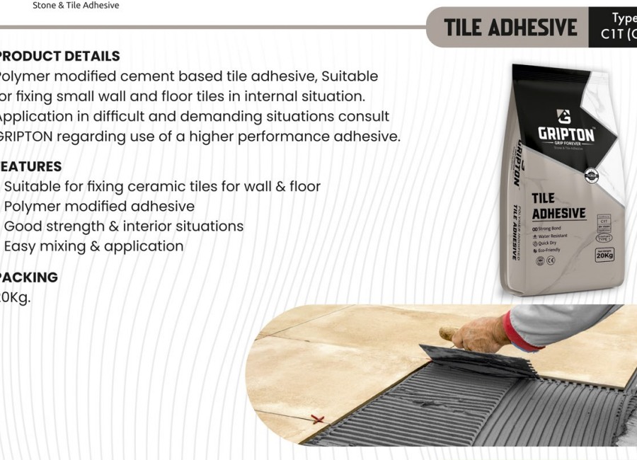Gripton C1T Grey tile adhesive
