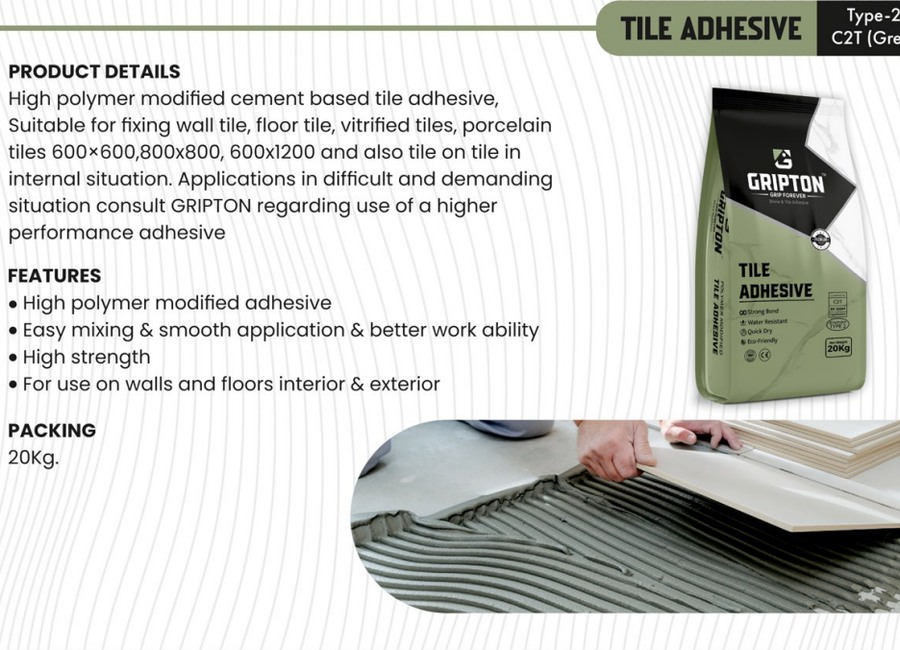 Gripton C2T Grey tile adhesive