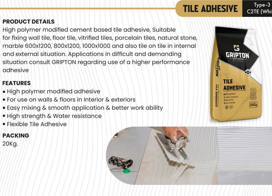 Gripton C2TE White tile adhesive