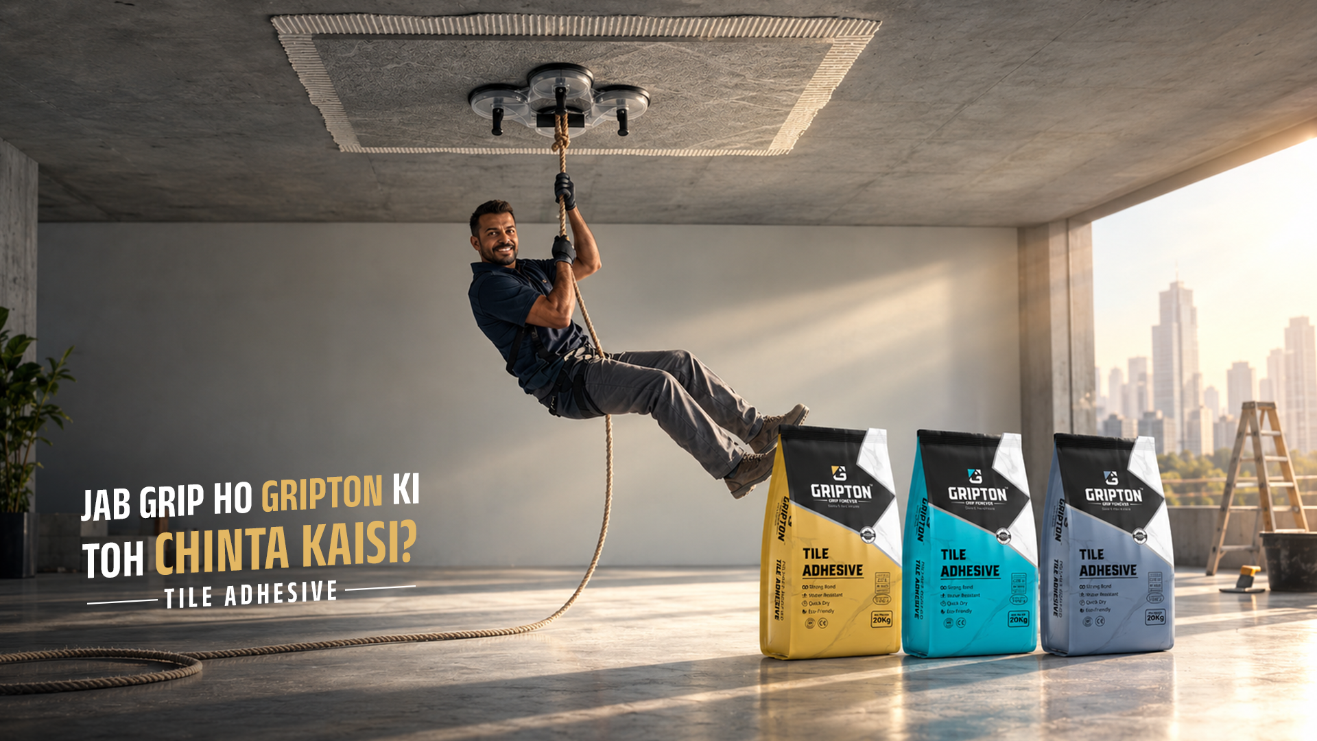 Gripton tile adhesive for dependable ceiling installations